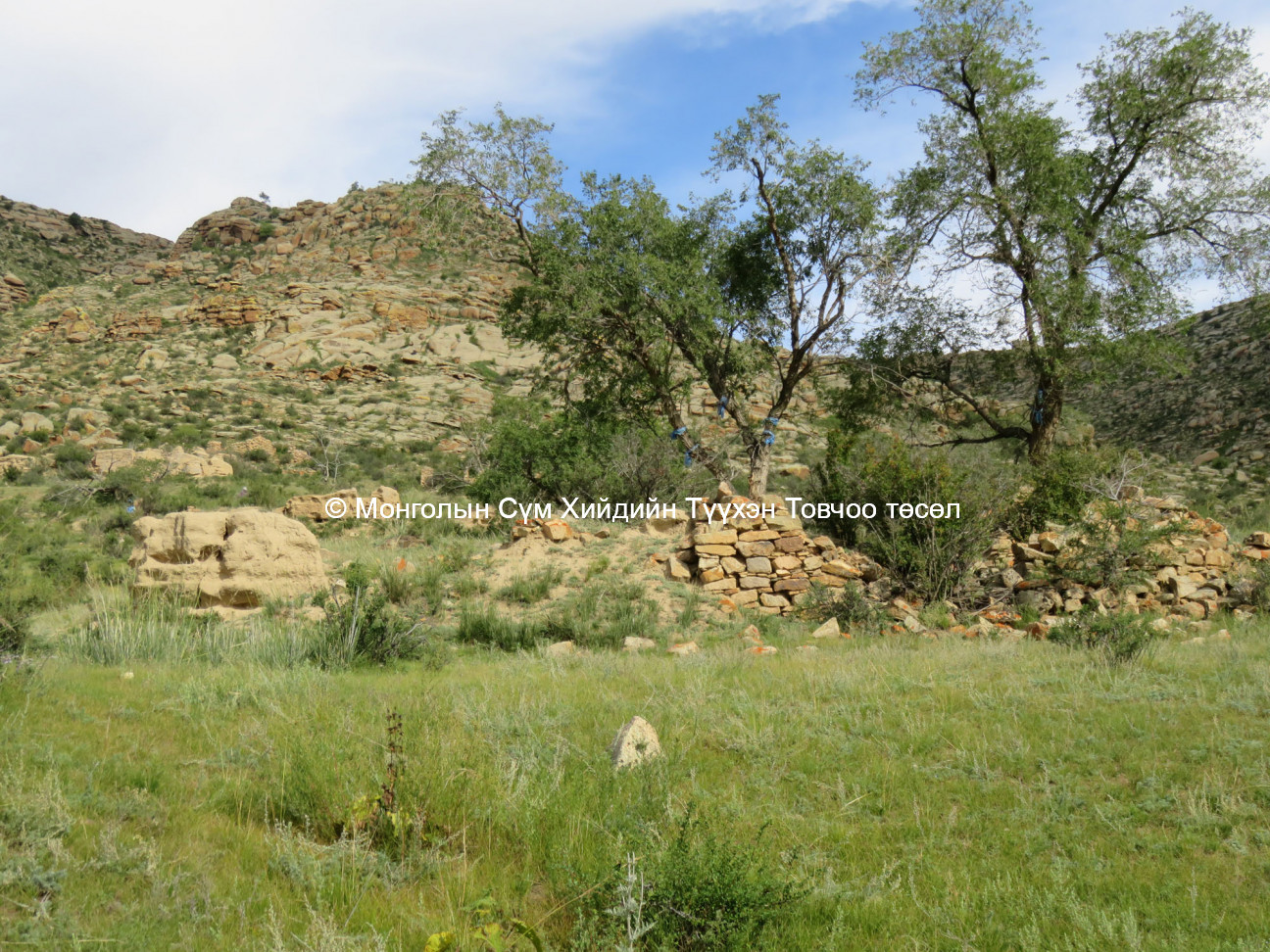 View of foundation and remnants of temple